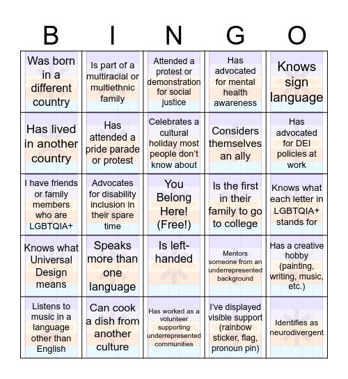 Cartwheel ERG Bingo Card