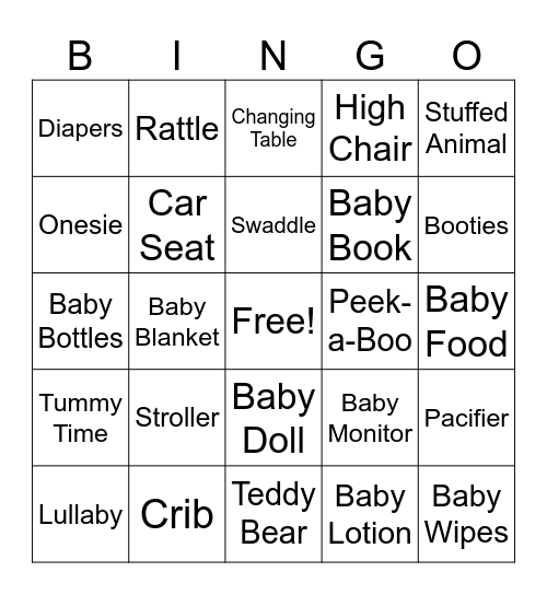 Baby Bingo Card