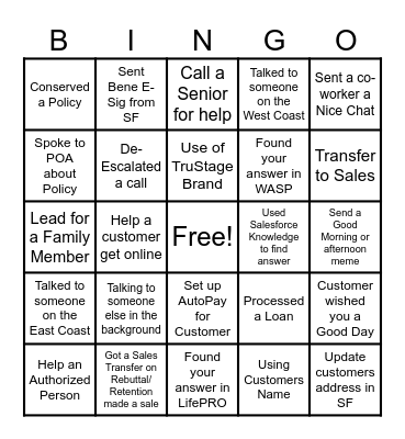 TruStage Bingo Card