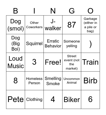 Walk Bingo Card