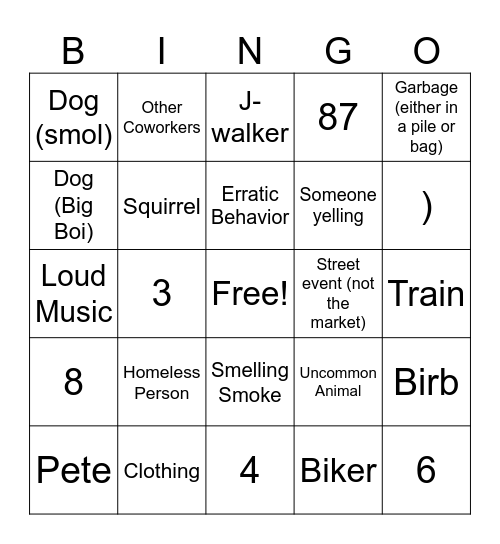 Walk Bingo Card