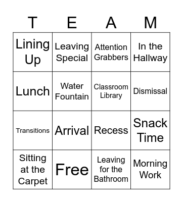 Classroom Expectations Bingo Card