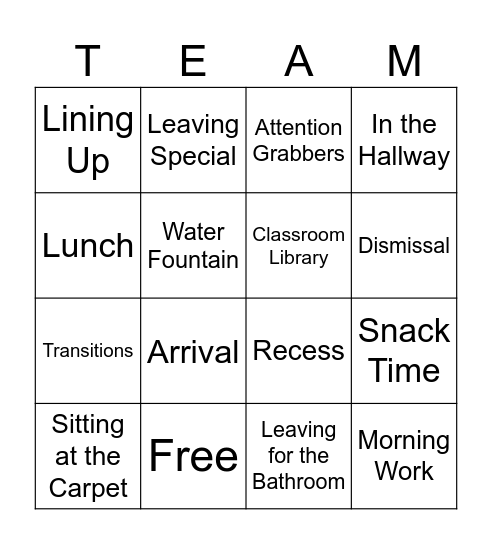 Classroom Expectations Bingo Card