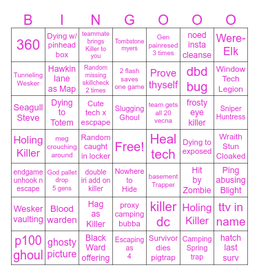 DBD BINGO Card