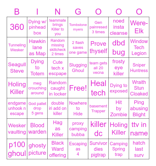 DBD BINGO Card