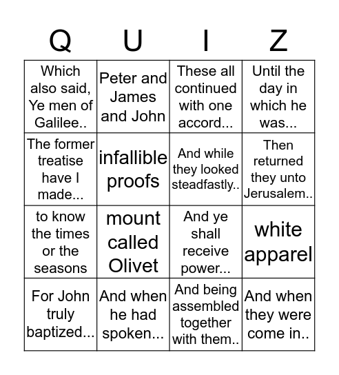 Acts 1 1-14 Bingo Card