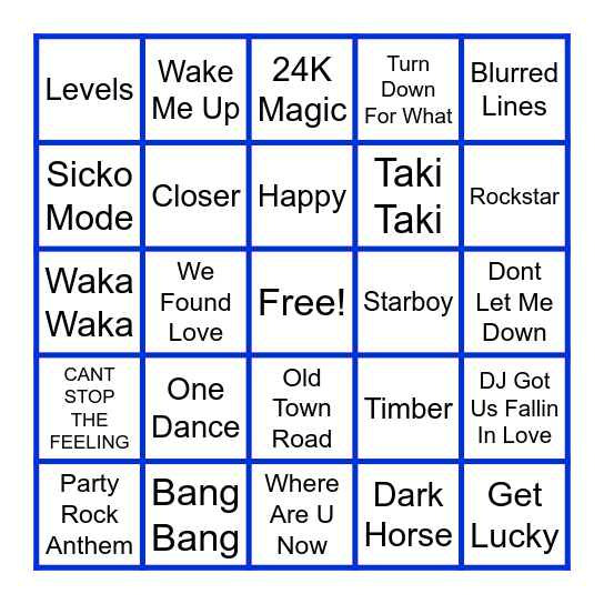 2010s Bangers Bingo Card