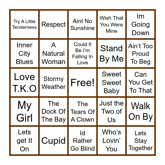 Classic Soul Bingo Card