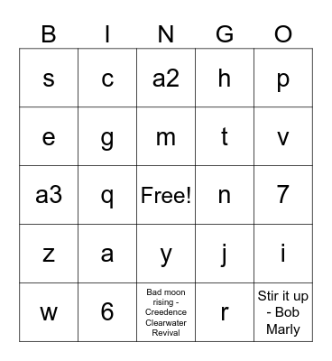 August fest Muziek Bingo Card