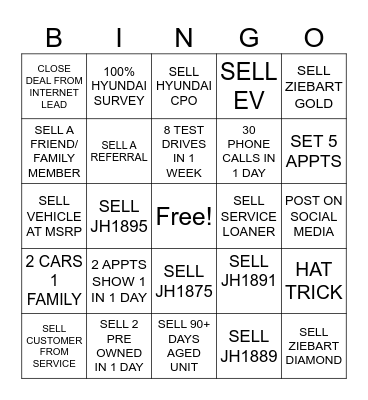 SALES BINGO Card
