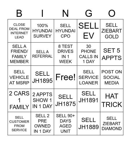 SALES BINGO Card
