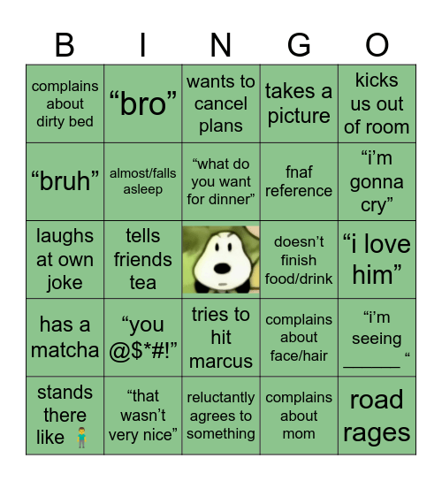 sister bingo Card