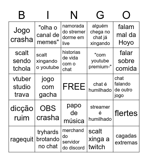 Bingo da live do SCALT_SAM Bingo Card