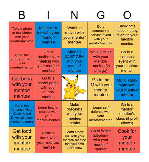 SASE Mentorship Bingo Card
