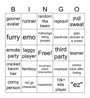 JJS Bingo! Bingo Card