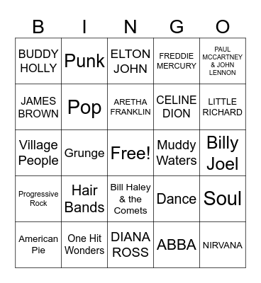 MUSIC! MUSIC! MUSIC! Bingo Card