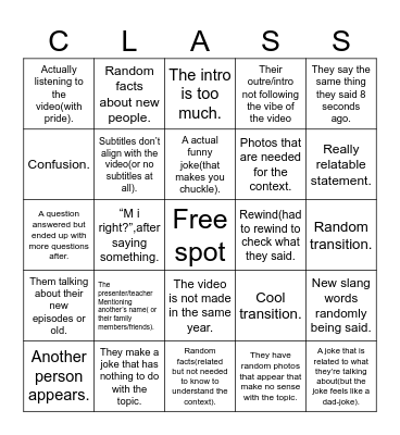 Watching random educational videos Bingo Card