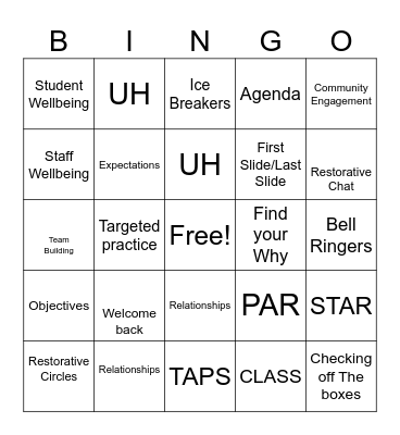 Staff PD Bingo Card