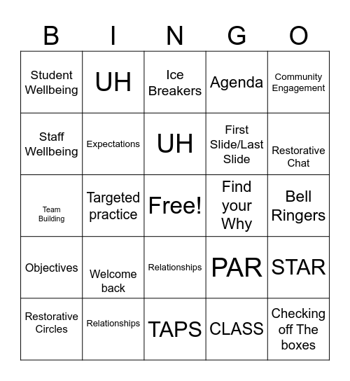Staff PD Bingo Card