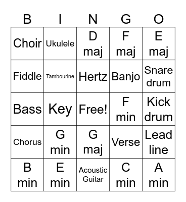 Music Bingo Card