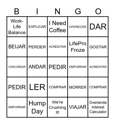 TRANSITIVIDADE VERBAL Bingo Card