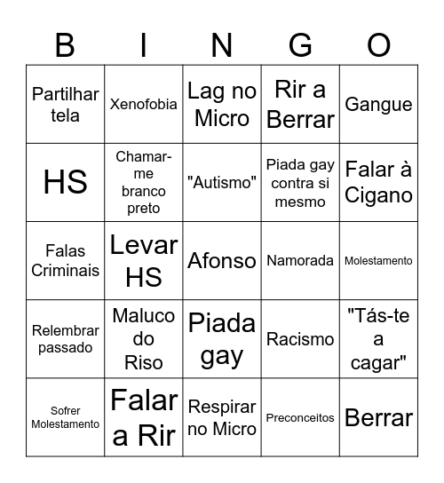 Afonso Bingo Card