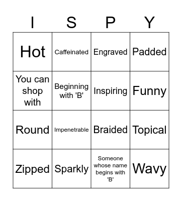 I Spy Bingo Card