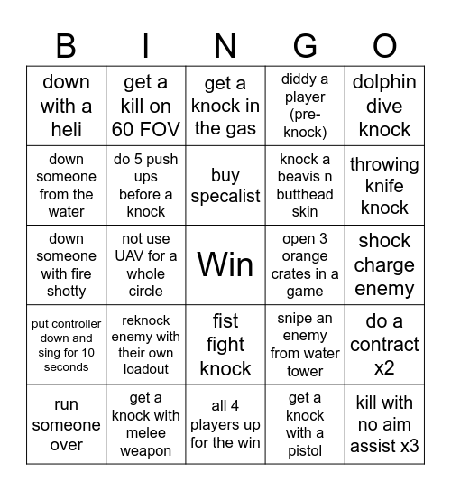 WARZONE BINGO Card