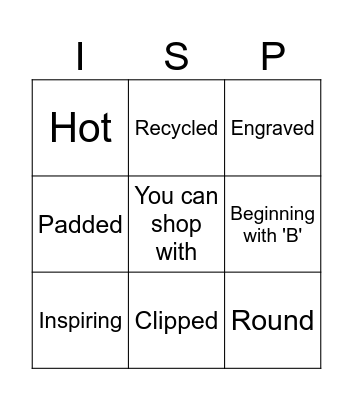 I Spy Bingo Card