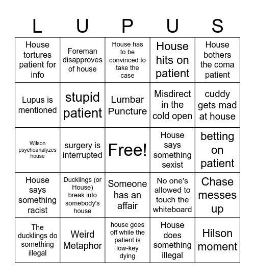 House Bingo Card