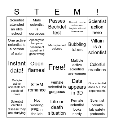 STEM Movie Bingo! Bingo Card