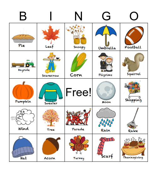 Seacrest Studios Fall Bingo!!  Bingo Card