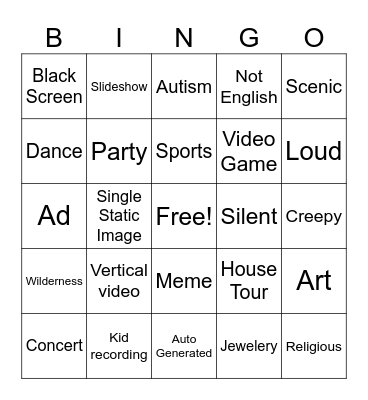 Petit Tube Bingo Card