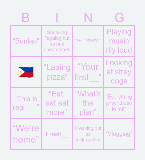 Philippines 2025 Bingo Card