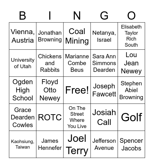 Pioneer Day Bingo Card