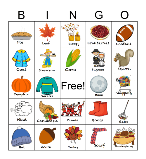 Seacrest Studios Fall Bingo!!  Bingo Card