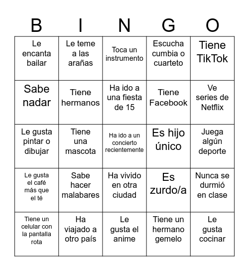 CONOCIÉNDONOS MEJOR Bingo Card