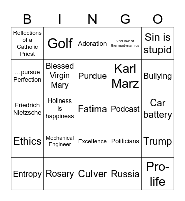 July 24 Bingo Card