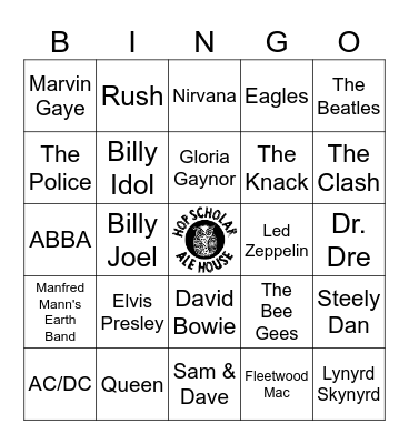 I can name that artist in 5 seconds! Bingo Card