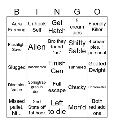 Dead By Deez Nuts Bingo Card