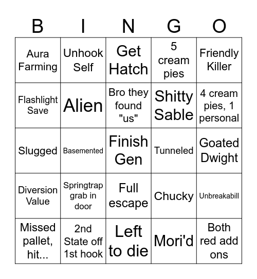 Dead By Deez Nuts Bingo Card