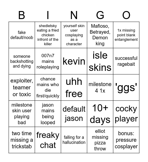 freaksaken bingo Card