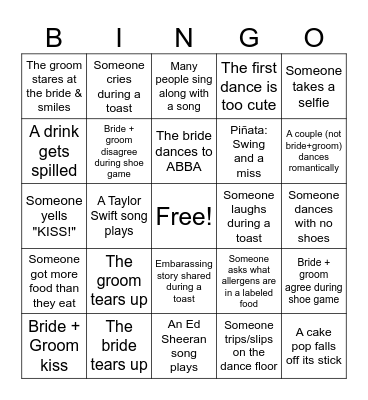 Wedding Bingo Card