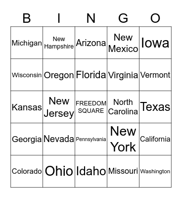 US Election 2016 Bingo Card