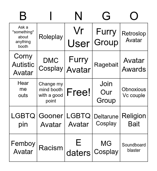 Booth Game Bingo Card