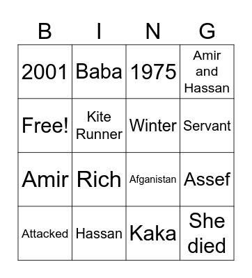 Our book Bingo Card