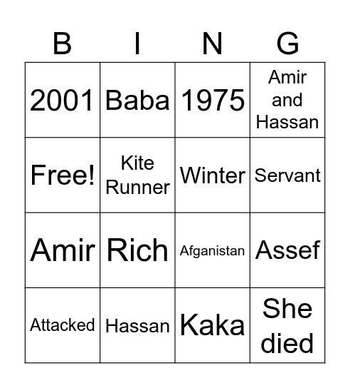 Our book Bingo Card