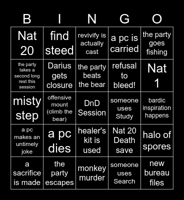Winterkeep Bingo Card
