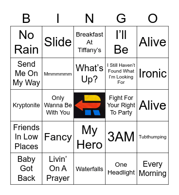 Songs of the 90’s I Like Totally Know Every Word Too! Bingo Card