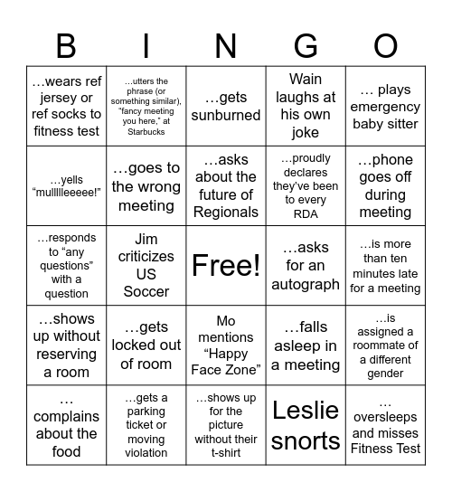 RDA BINGO Card